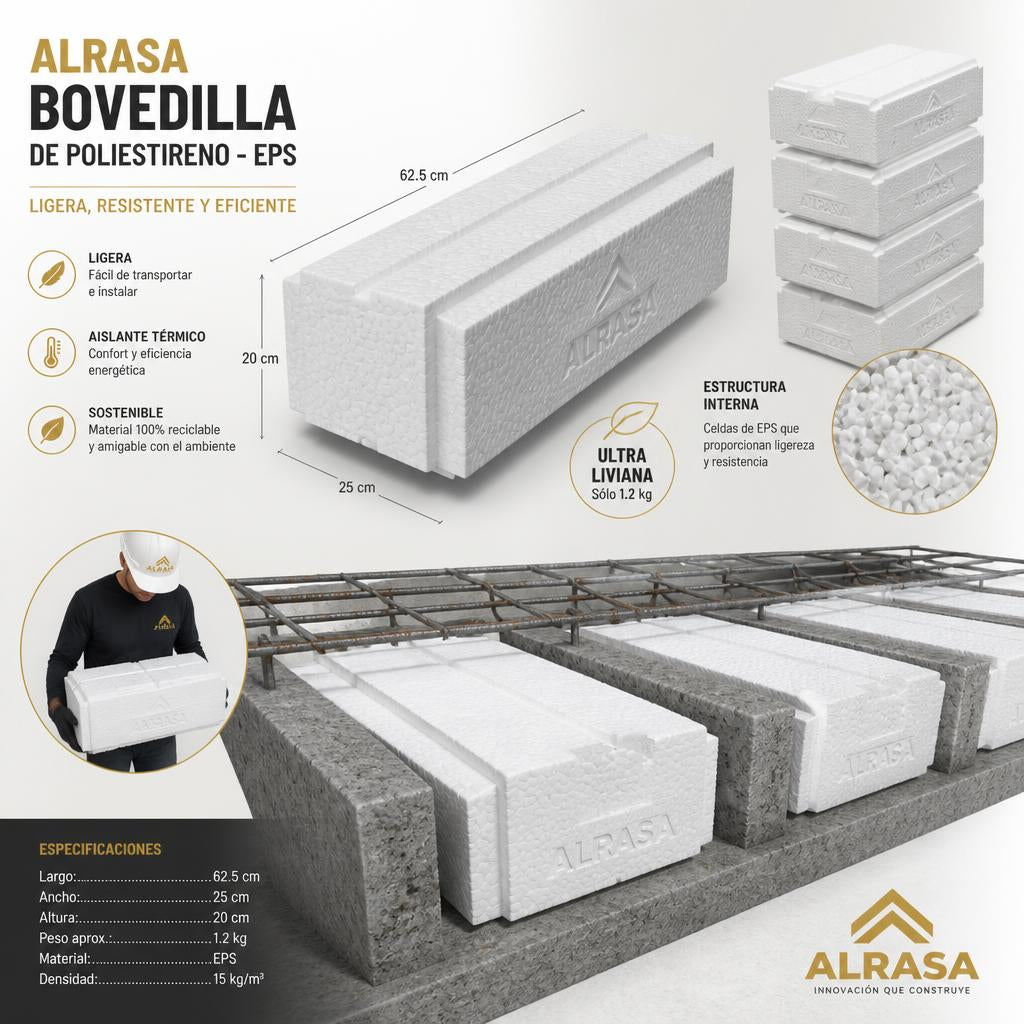 Bovedilla de Poliestireno | EPS Expandido | Máximo Aislamiento | Alrasa